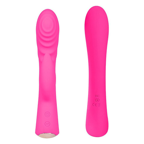 Ярко-розовый вибромассажер-кролик 5  Silicone Ripple Passion - 19,1 см. фото 4