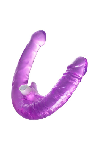 Фиолетовый двухсторонний фаллоимитатор с вибропулей - 35 см. фото 4