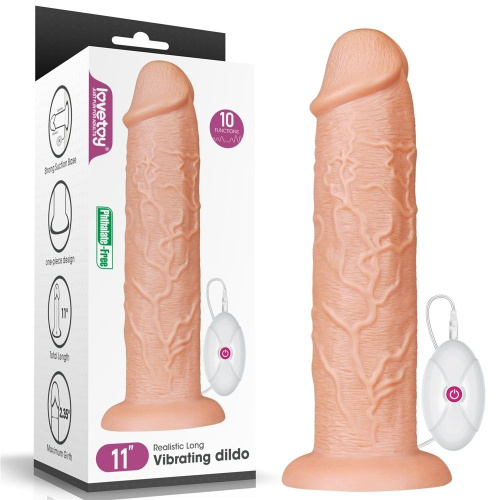 Телесный вибратор-гигант 11 Inch Realistic Long Vibrating Dildo - 28 см. фото 5