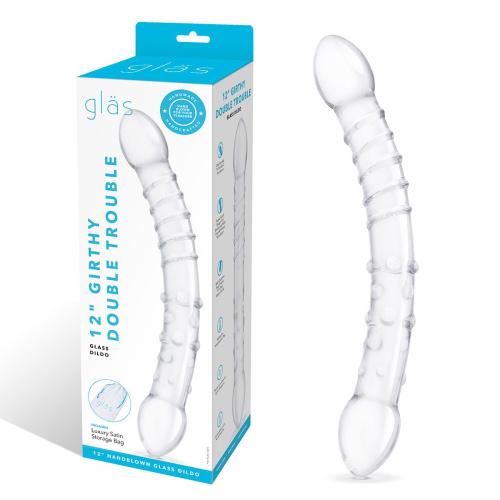 Двусторонний стеклянный фаллоимитатор 12’’ Girthy Double Trouble Glass Dildo - 30 см. фото 2