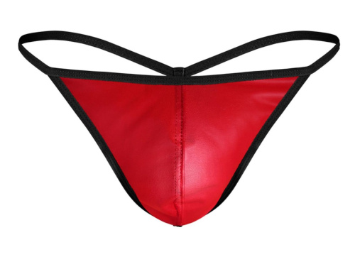 Красные трусы-стринги с черной окантовкой фото 4