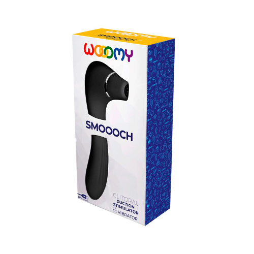 Черный стимулятор Smoooch Clitoral Suction & Vibration - 18,6 см. фото 2