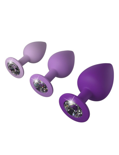 Набор из 3 фиолетовых анальных пробок со стразами Little Gems Trainer Set фото 2
