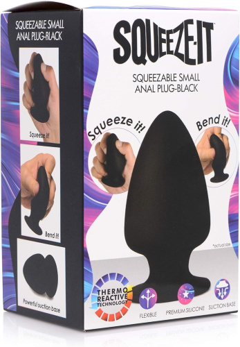 Черная мягкая анальная пробка Squeezable Small Anal Plug - 9 см. фото 2
