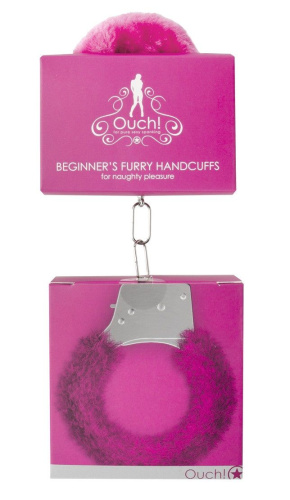 Пушистые розовые наручники OUCH! Pink фото 2