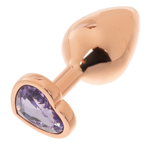 Золотистая анальная пробка OYO с сиреневым кристаллом-сердцем - 7,3 см. фото 2 Золотистая анальная пробка OYO с сиреневым кристаллом-сердцем - 7,3 см. фото 2