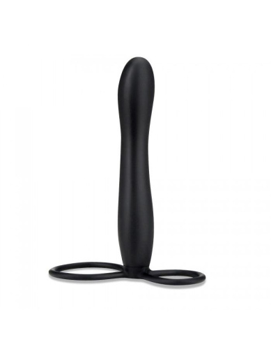 Черная насадка на пенис для двойной стимуляции Mojo BlackJack - 15 см. фото 3