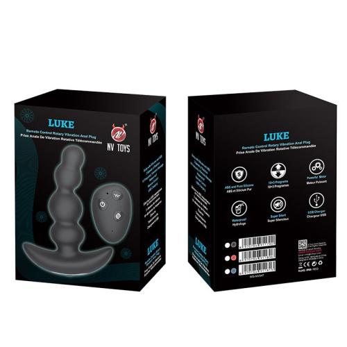 Черная виброёлочка с ротацией и пультом ДУ Luke - 13,3 см. фото 5