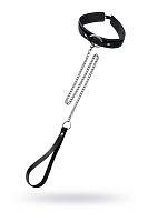 Кожаный ошейник-чокер с поводком