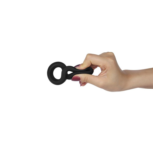 Черное двойное эрекционное кольцо Ultra Soft Platinum Cure Silicone Cockring фото 3