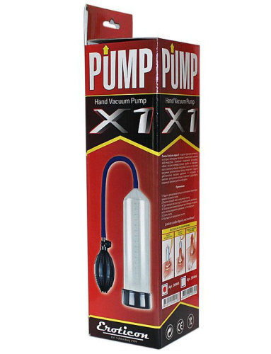 Прозрачная вакуумная помпа Eroticon PUMP X1 с грушей фото 2