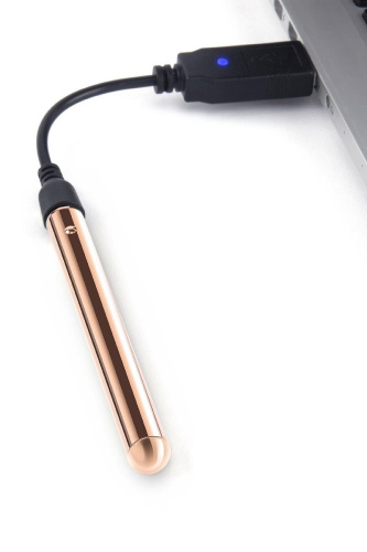 Золотистый вибростимулятор-кулон на цепочке Necklace Rechargeable Vibrator фото 4