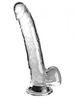 Прозрачный фаллоимитатор с мошонкой на присоске 9’’ Cock with Balls - 24,8 см.