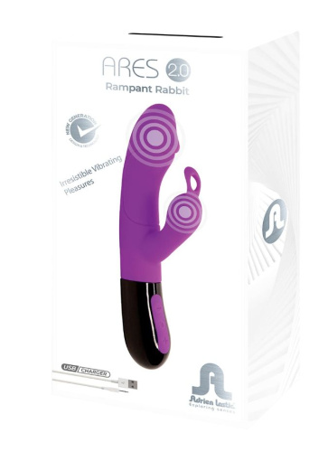 Фиолетовый вибратор-кролик Ares 2.0 - 20,6 см. фото 3