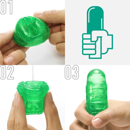 Зеленый мастурбатор-стимулятор Tenga Uni Emerald фото 4
