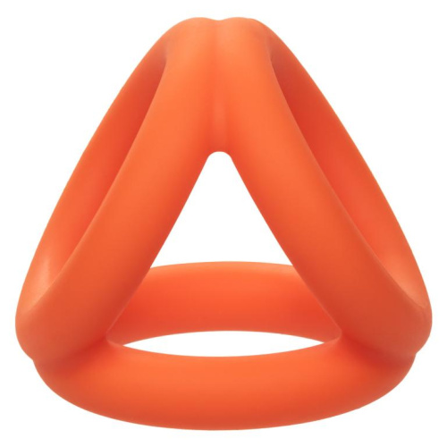 Оранжевое тройное эрекционное кольцо Liquid Silicone Tri-Ring фото 4