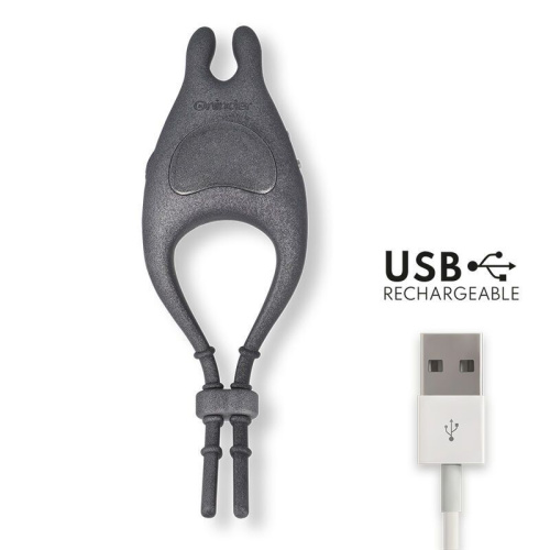 Черное эрекционное виброкольцо с управлением через приложение фото 2