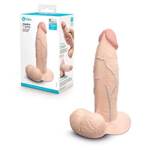 Телесный анальный фаллоимитатор Slipskin 7’’ Girthy - 17,8 см. фото 2