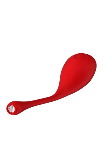 Красный вагинальный шарик METIS на шнурке с кристаллом фото 3
