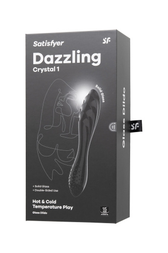 Черный двусторонний фаллоимитатор Dazzling Crystal 1 - 18,5 см. фото 10