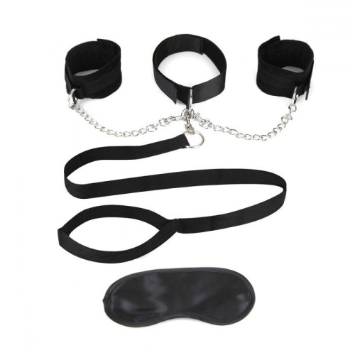 Чёрный ошейник с наручниками и поводком Collar Cuffs & Leash Set Чёрный ошейник с наручниками и поводком Collar Cuffs & Leash Set