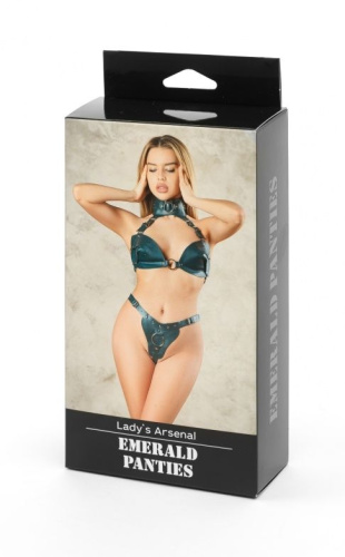 Изумрудные трусики с кольцом для насадок Emerald Panties фото 5