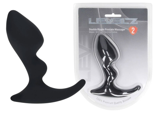 Черная анальная пробка для массажа простаты Double Ripple Silicone Prostate Massager фото 2