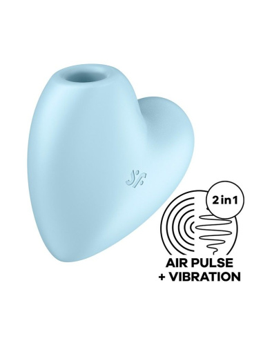 Голубой вибромассажер Cutie Heart с вакуум-волновой стимуляцией фото 3