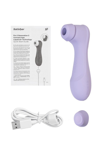 Сиреневый вакуумный стимулятор клитора Satisfyer Pro 2 Generation 3 с управлением через приложение фото 6