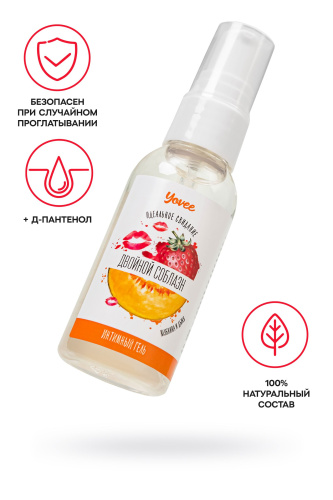 Съедобная гель-смазка Yovee «Двойной соблазн» с Д-пантенолом и вкусом клубники и дыни - 50 мл. фото 2