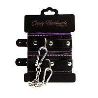 Черно-фиолетовые скругленные наручники с мягкой подкладкой