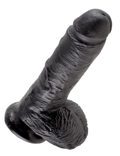Чёрный фаллоимитатор 8  Cock with Balls - 21,3 см. фото 2