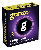 Презервативы с анестетиком для продления удовольствия Ganzo Long Love - 3 шт.