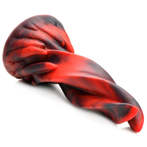 Красно-черный фантазийный фаллоимитатор Hell Kiss Twisted Tongues Silicone Dildo - 18,8 см. фото 3