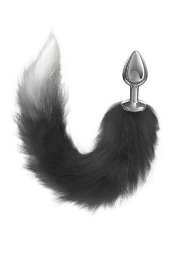 Серебристая анальная пробка с черным хвостом Starlit Серебристая анальная пробка с черным хвостом Starlit