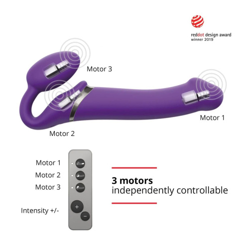 Фиолетовый безремневой вибрострапон Vibrating Bendable Strap-On - size L фото 5
