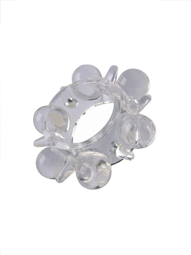 Прозрачное эрекционное кольцо с шариками и шипами фото 4 Прозрачное эрекционное кольцо с шариками и шипами фото 4
