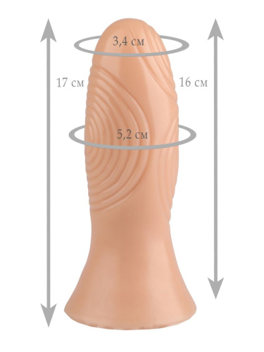 Телесная анальная втулка с рельефом - 17 см. фото 2