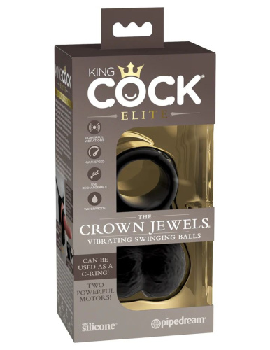 Черная вибронасадка King Cock Ellite The Crown Jewels фото 2