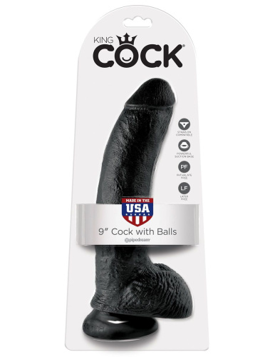 Чёрный фаллоимитатор 9  Cock with Balls - 22,9 см. фото 4