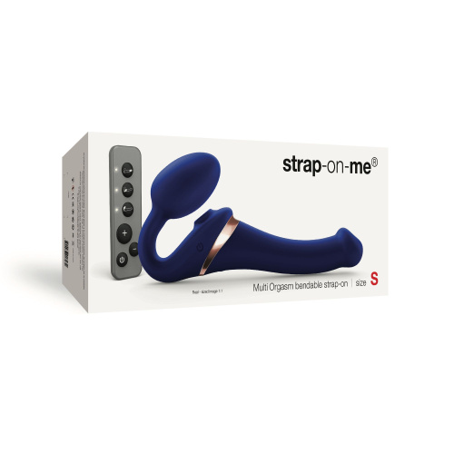 Синий безремневой страпон Multi Orgasm Size S с клиторальной стимуляцией фото 3
