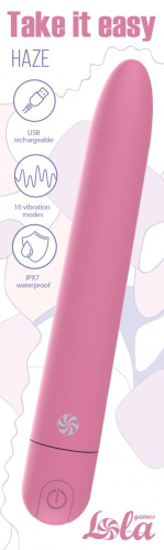 Розовый перезаряжаемый вибратор Haze - 18 см. фото 3