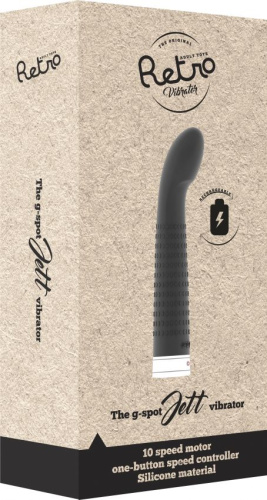 Чёрный вибратор с загнутым кончиком Jet - 16,9 см. фото 2