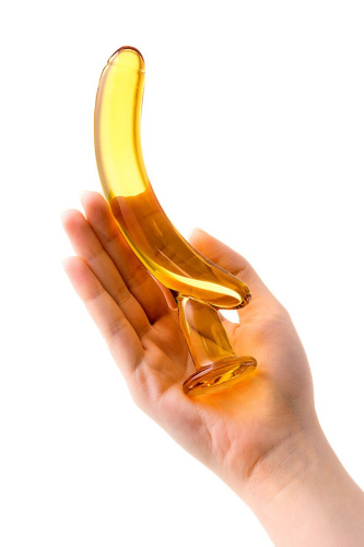 Жёлтый стимулятор-банан из стекла - 17,5 см. фото 2