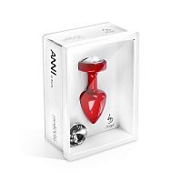 Красный анальный плаг Anni Magnet T1 Red Cristal/black с 2 заменяемыми кристаллами - 6 см.