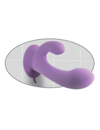 Сиреневый перезаряжаемый вибратор с клиторальным отростком Duo Pleasure Wallbang-Her - 17,5 см. фото 4