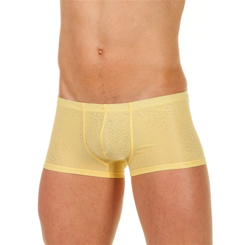 Мужские трусы-хипсы из ткани с текстурой змеиной чешуи Snake Yellow Boxer фото 2