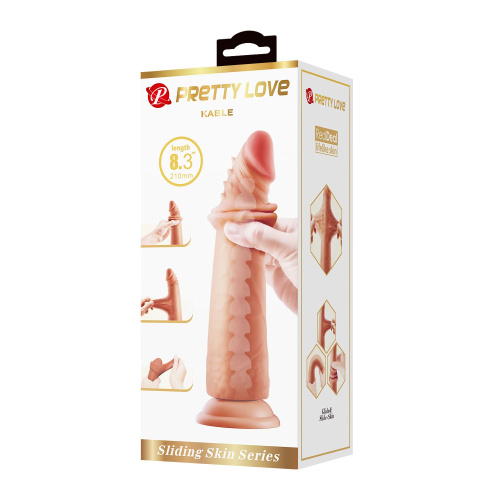Карамельный фаллоимитатор с эффектом скользящей кожи Kable - 21 см. фото 5