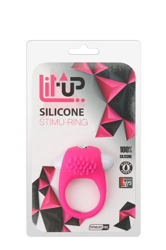 Розовое эрекционное кольцо с щеточкой Silicone Stimu Ring фото 2