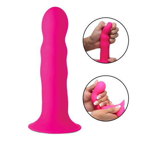 Розовый гибкий фаллоимитатор Squeeze-It Wavy Dildo - 18,3 см. фото 3